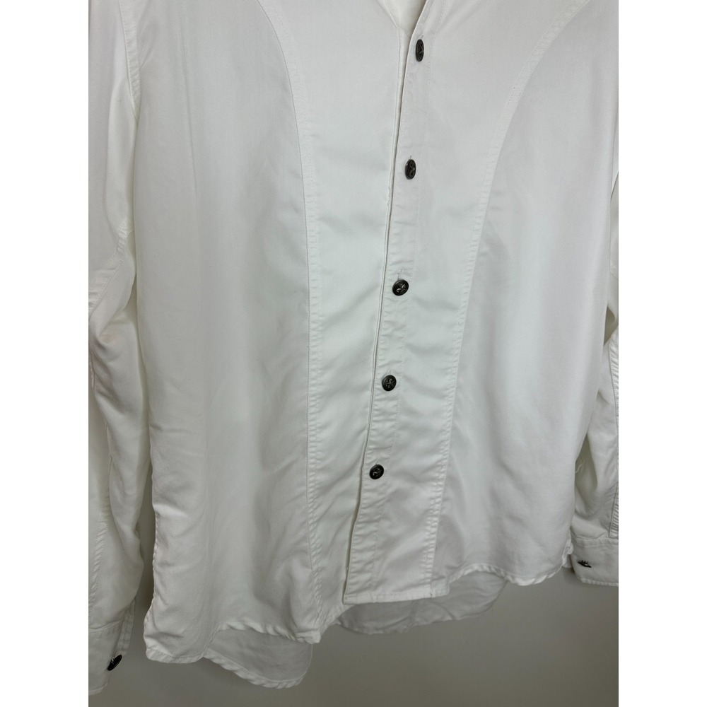 Scully Western Button Up Shirt Star Button Long Sleeve Large Country Mens White - Picture 14 of 15